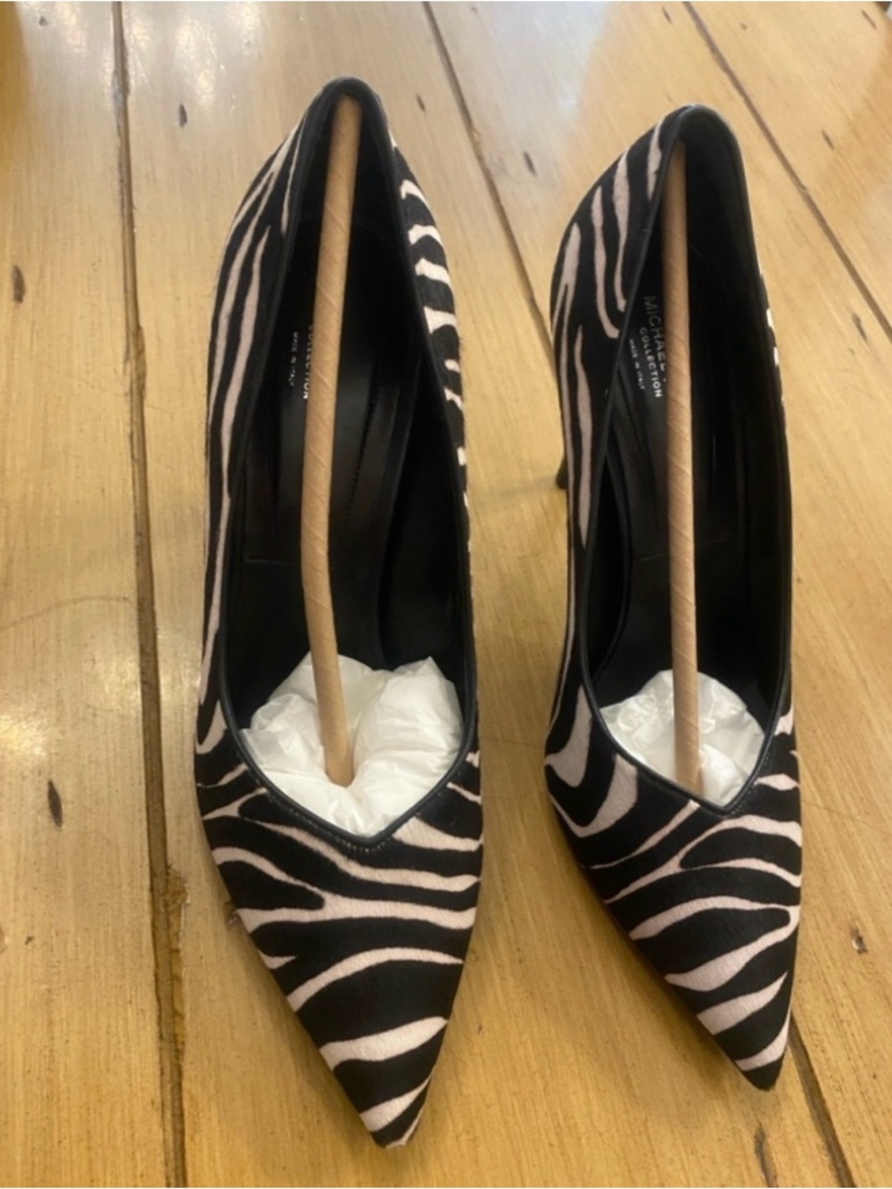 Michael Kors Women’s Zebra Print Pointed Toe Stiletto Leather Pumps NEW size 8. - Picture 3 of 12